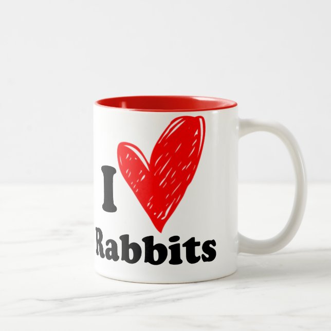 Caneca De Café Em Dois Tons Eu adoro Rabbits (Direita)