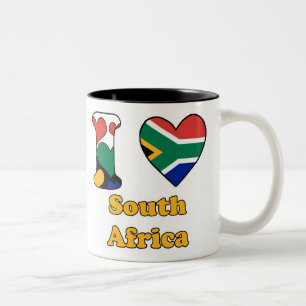 Caneca De Café Em Dois Tons Eu amo a África do Sul