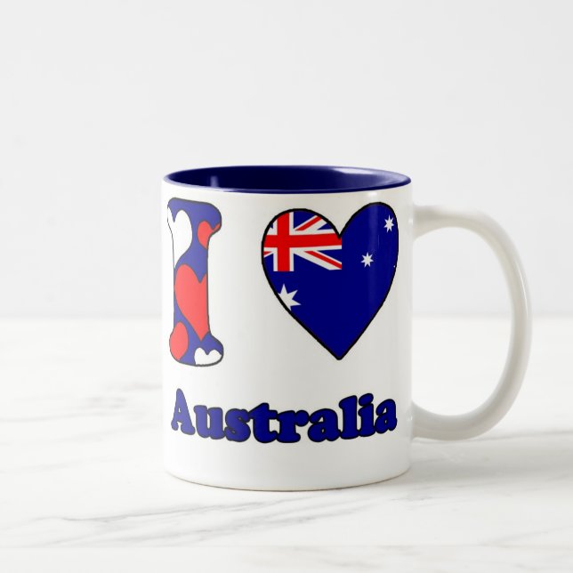 Caneca De Café Em Dois Tons Eu amo a Austrália (Direita)