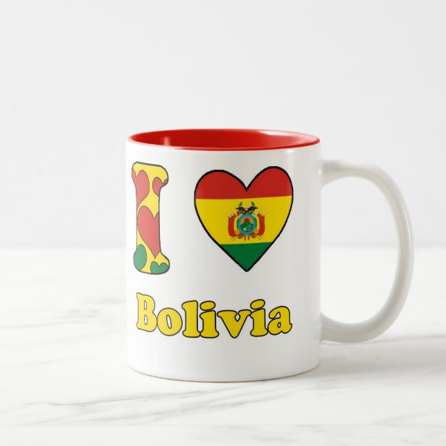 Caneca De Café Em Dois Tons Eu amo a Bolívia (Direita)