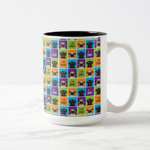 Caneca De Café Em Dois Tons Eu amo a caneca do tom dos quadrados dois da cor