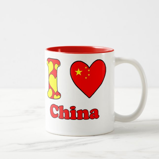 Caneca De Café Em Dois Tons Eu amo a China (Direita)