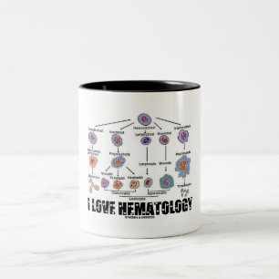 Caneca De Café Em Dois Tons Eu amo a hematologia (a linhagem do glóbulo)