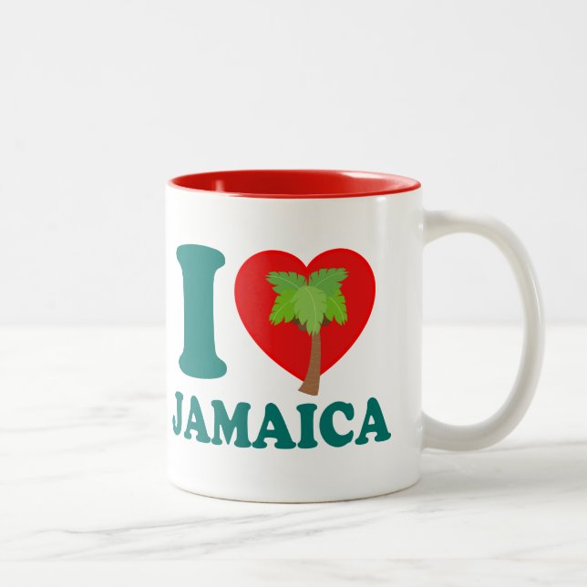 Caneca De Café Em Dois Tons Eu amo a Jamaica (Direita)