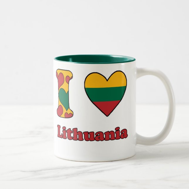 Caneca De Café Em Dois Tons Eu amo a Lituânia (Direita)