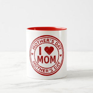 Caneca De Café Em Dois Tons Eu Amo A Mãe - Dia de as mães 11 oz - Mug De Doi