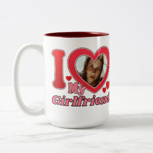 Caneca De Café Em Dois Tons Eu Amo A Minha Namorada, Namorado, Esposa, Foto Do