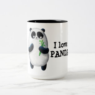 Caneca De Café Em Dois Tons Eu amo a panda