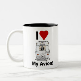 Caneca De Café Em Dois Tons eu Amo a parte traseira do meu Avion
