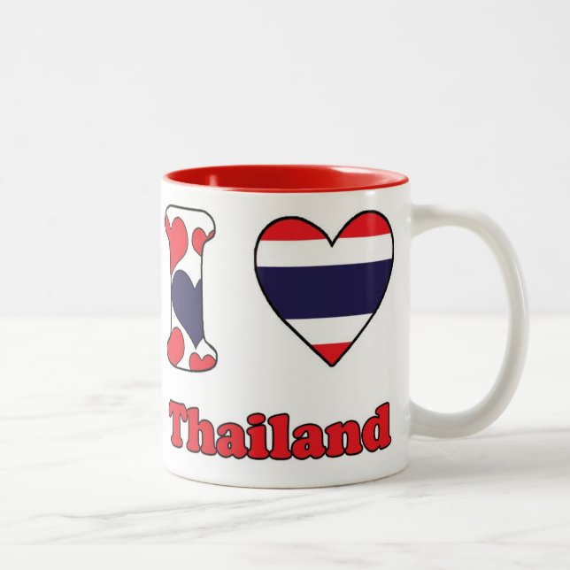 Caneca De Café Em Dois Tons Eu amo a Tailândia (Direita)