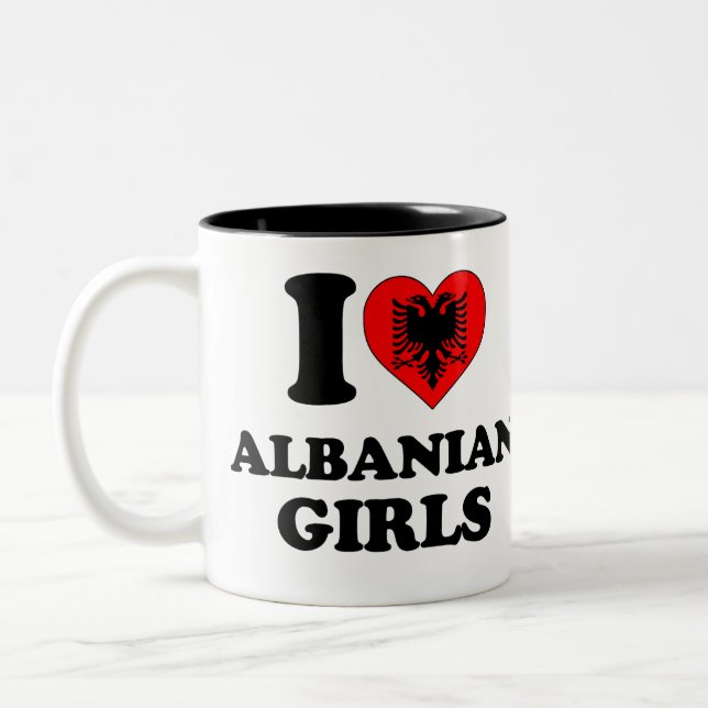 Caneca De Café Em Dois Tons Eu amo albanesas (Esquerda)
