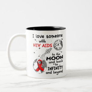 Caneca De Café Em Dois Tons Eu amo alguém com a consciência de Hiv Aids