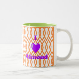 Caneca De Café Em Dois Tons Eu amo amêndoa em laranja