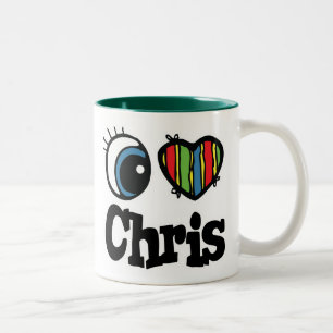 Caneca De Café Em Dois Tons Eu Amo (Amo) Chris