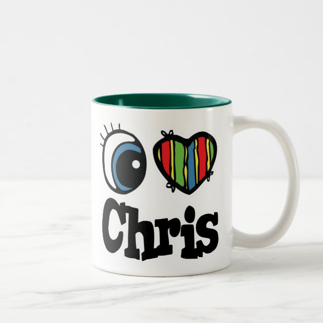 Caneca De Café Em Dois Tons Eu Amo (Amo) Chris (Direita)