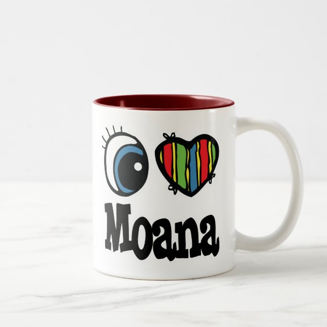 Caneca De Café Em Dois Tons Eu Amo (Amo) Moana (Direita)