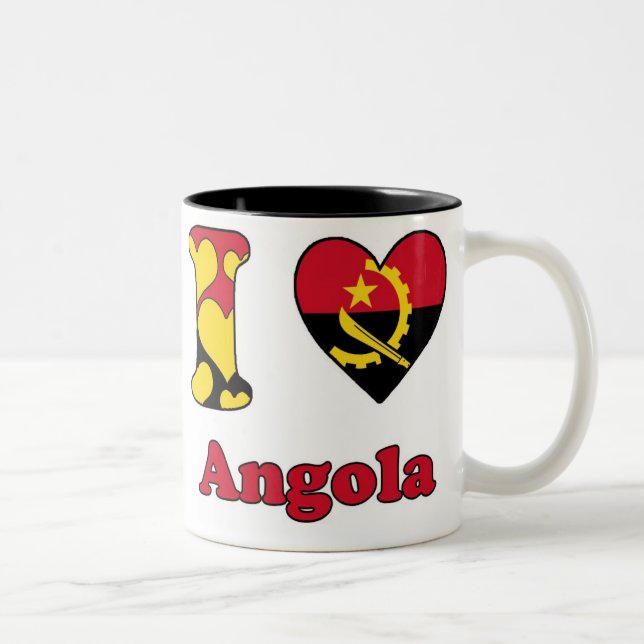Caneca De Café Em Dois Tons Eu amo Angola (Direita)