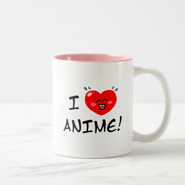 Caneca De Café Em Dois Tons Eu Amo Anime (Direita)