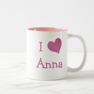 Caneca De Café Em Dois Tons Eu amo Anna