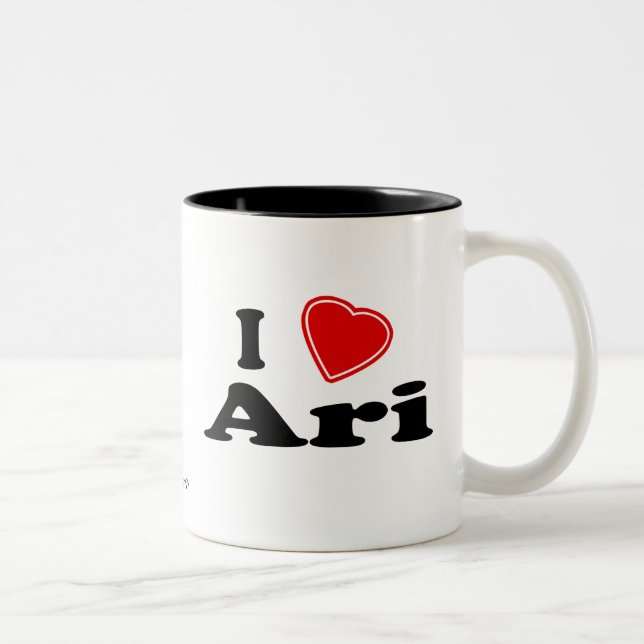 Caneca De Café Em Dois Tons Eu amo Ari (Direita)