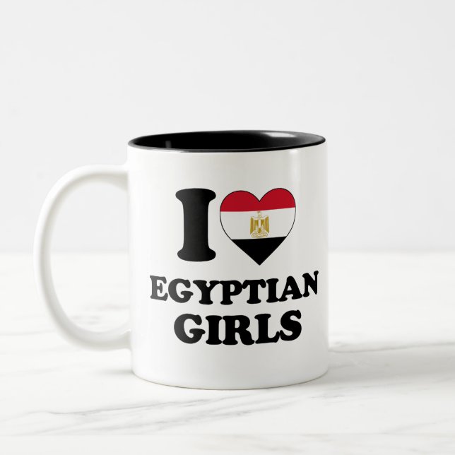 Caneca De Café Em Dois Tons Eu amo as garotas egípcias (Esquerda)