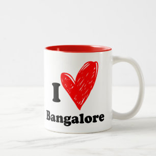 Caneca De Café Em Dois Tons Eu amo Bangalore