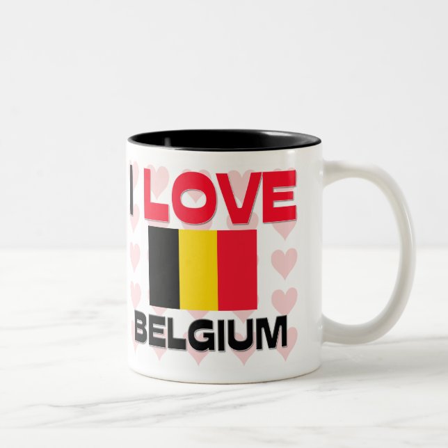 Caneca De Café Em Dois Tons Eu amo Bélgica (Direita)
