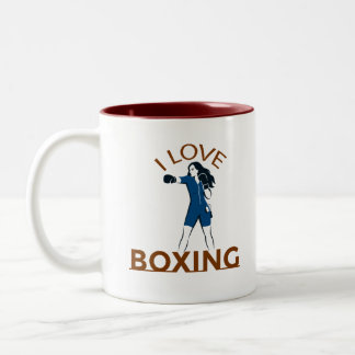 Caneca De Café Em Dois Tons Eu Amo Boxe 