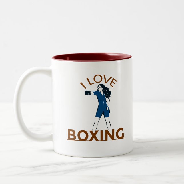 Caneca De Café Em Dois Tons Eu Amo Boxe  (Esquerda)