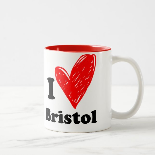 Caneca De Café Em Dois Tons Eu amo Bristol (Direita)