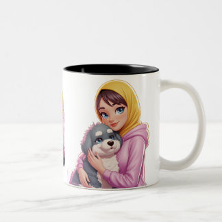 Caneca De Café Em Dois Tons Eu amo cachorro