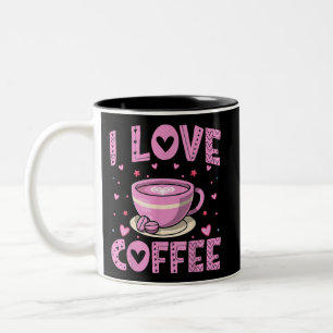 Caneca De Café Em Dois Tons Eu Amo Café - Engraçado Cafeine Drinker Caffeine A