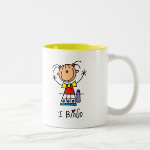 Caneca De Café Em Dois Tons Eu Amo Camisetas e Presentes de Bingo