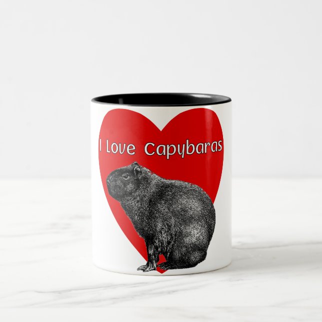 Caneca De Café Em Dois Tons Eu Amo Capybara Mugs (Centro)