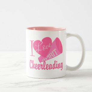 Caneca De Café Em Dois Tons Eu amo Cheerleading