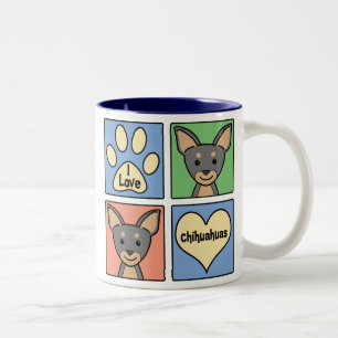 Caneca De Café Em Dois Tons Eu amo chihuahuas