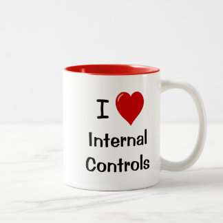 Caneca De Café Em Dois Tons Eu Amo Controles Internos do Office Mug
