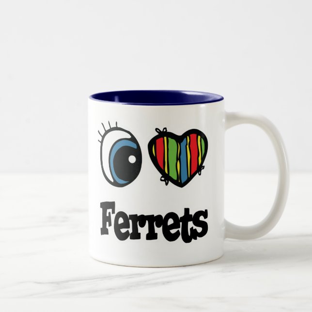 Caneca De Café Em Dois Tons Eu Amo (Coração) Furões (Direita)