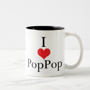 Caneca De Café Em Dois Tons Eu amo (coração) PopPop