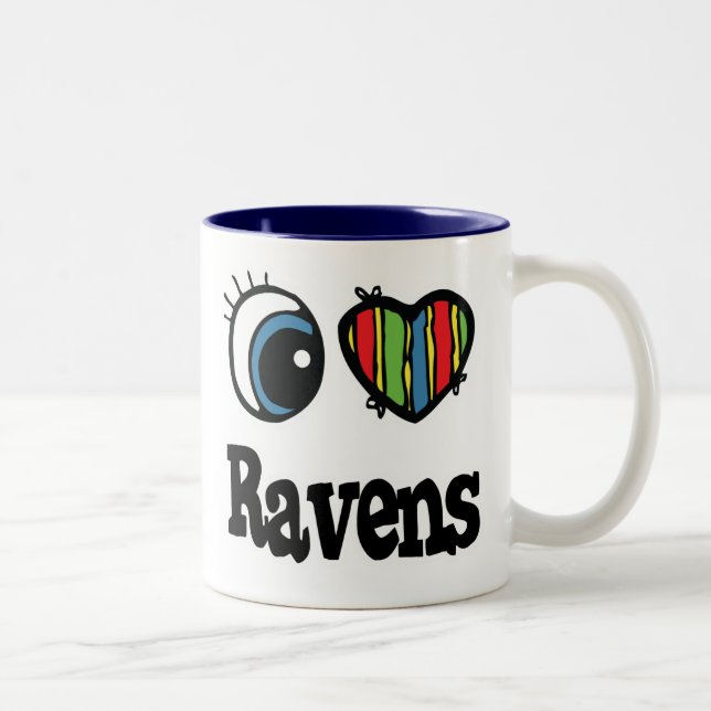 Caneca De Café Em Dois Tons Eu Amo (Coração) Ravens (Direita)
