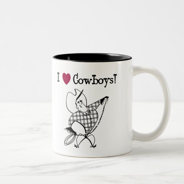 Caneca De Café Em Dois Tons Eu Amo Cowboys (Direita)