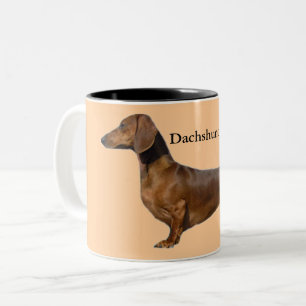 Caneca De Café Em Dois Tons Eu amo Dachshunds