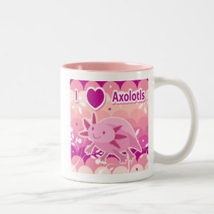 Caneca De Café Em Dois Tons "Eu amo design cor-de-rosa do Axolotl dos