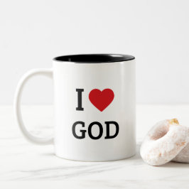 Caneca De Café Em Dois Tons Eu Amo Deus - Presentes Baseados na Fé Cristã