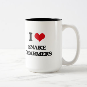 Caneca De Café Em Dois Tons Eu amo encantadores de cobra