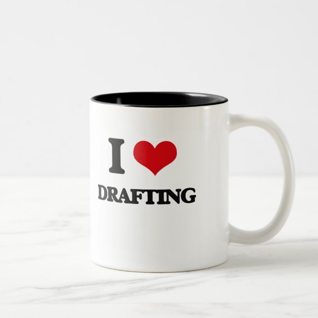 Caneca De Café Em Dois Tons Eu amo esboçar (Direita)