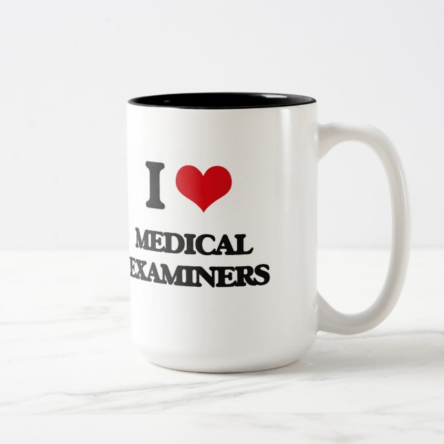 Caneca De Café Em Dois Tons Eu amo examinadores médicos (Direita)