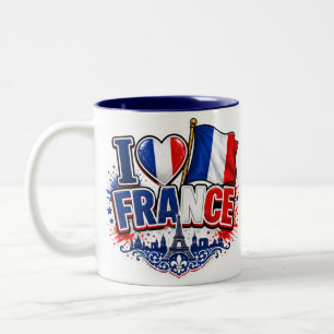 Caneca De Café Em Dois Tons Eu Amo FRANÇA Equipe França 2026 Galo Futebol
