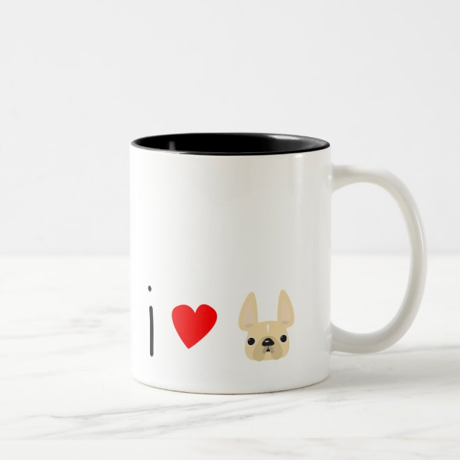 Caneca De Café Em Dois Tons Eu Amo Franceses / Cream (Direita)