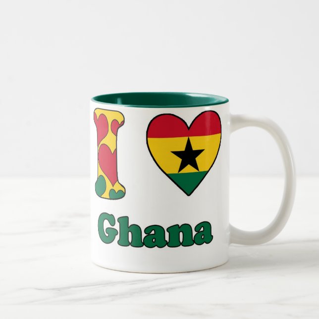 Caneca De Café Em Dois Tons Eu amo Gana (Direita)